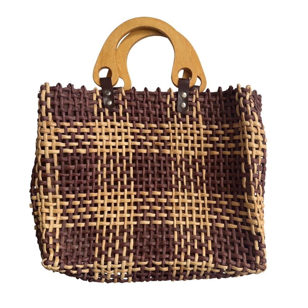 Vintage woven tote bag brown